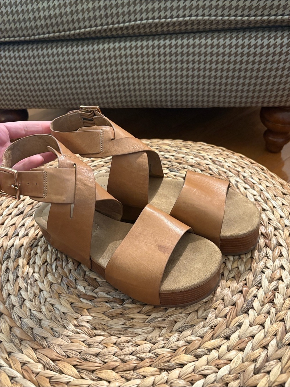 Kelsi Dagger Cognac Leather Platform Sandals